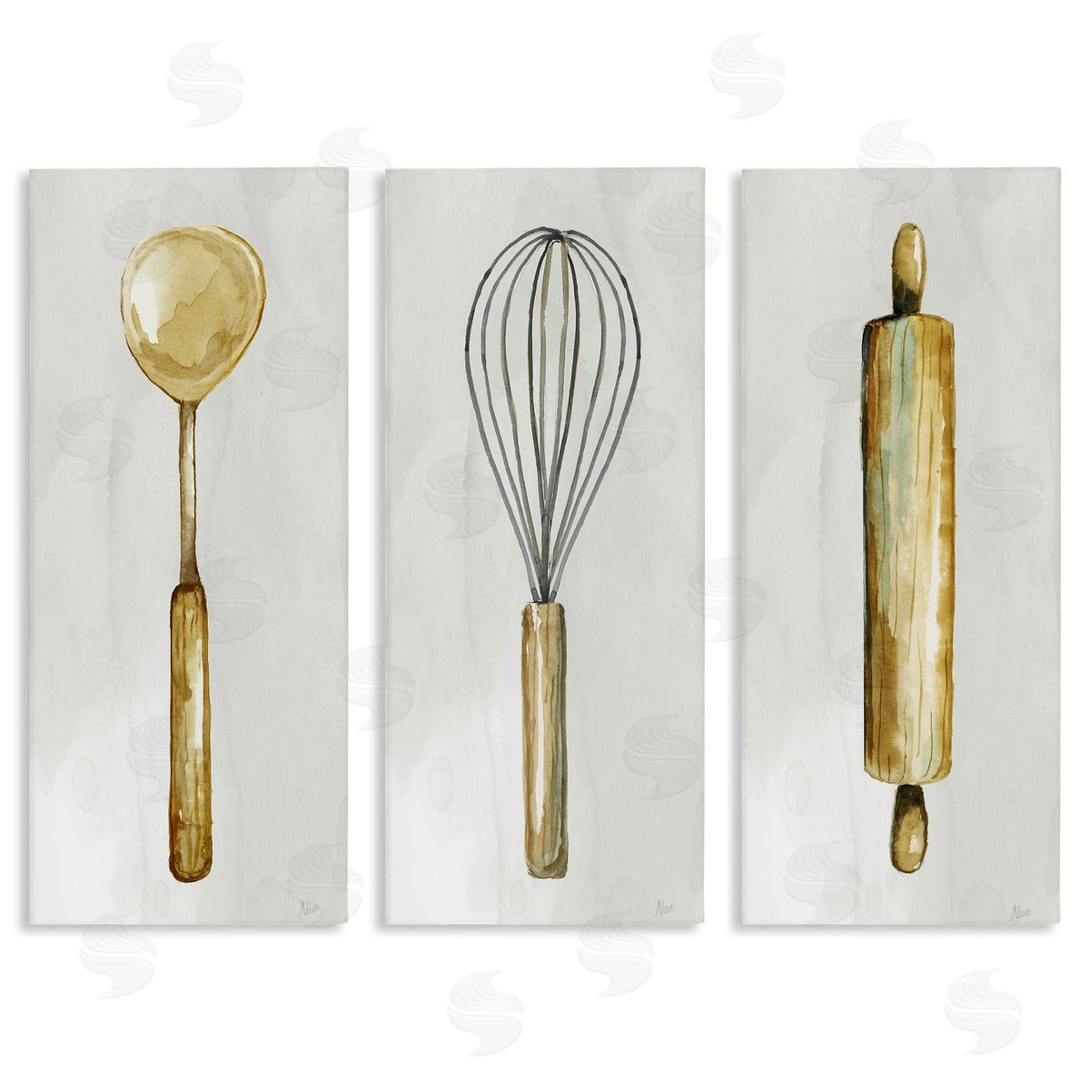 Traditional Kitchen Utensils Canvas Wall Art, Home Decor by Nan