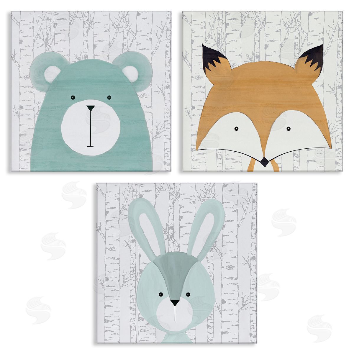 Whimsical Woodland Nursery Animals Canvas Wall Art, Home Decor by Kim Allen