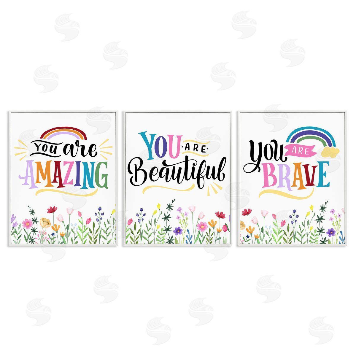 Confidence Sentiments with Florals White Frame Print Wall Art, Home Decor by Kim Allen