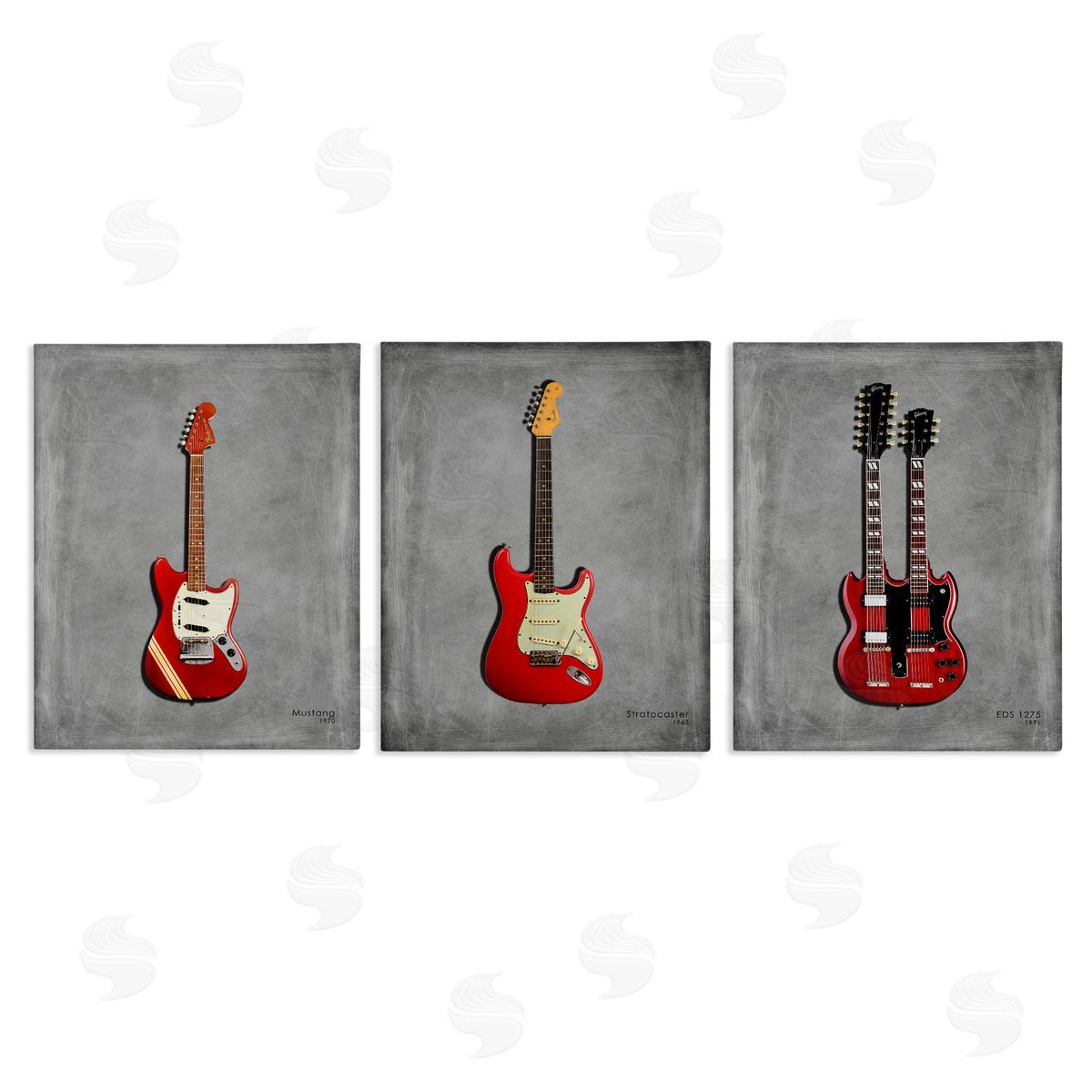 Red Guitars Collection Canvas Wall Art, Home Decor by Mark Rogan