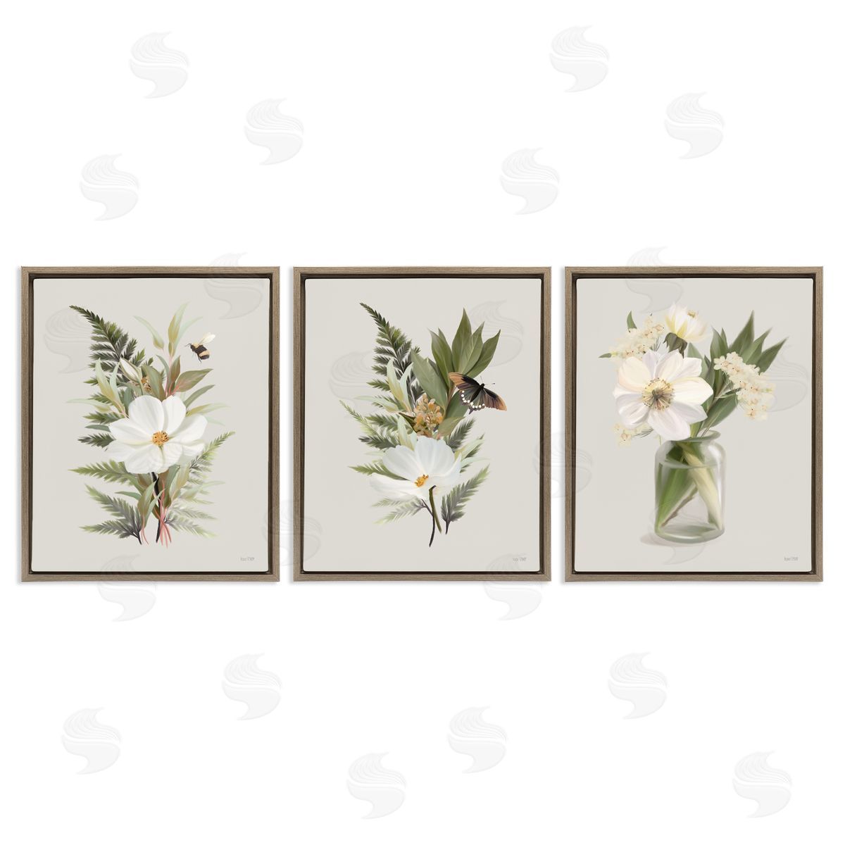 Country Magnolia Bundles Brown Floating Frame Canvas Wall Art, Home Decor by House Fenway