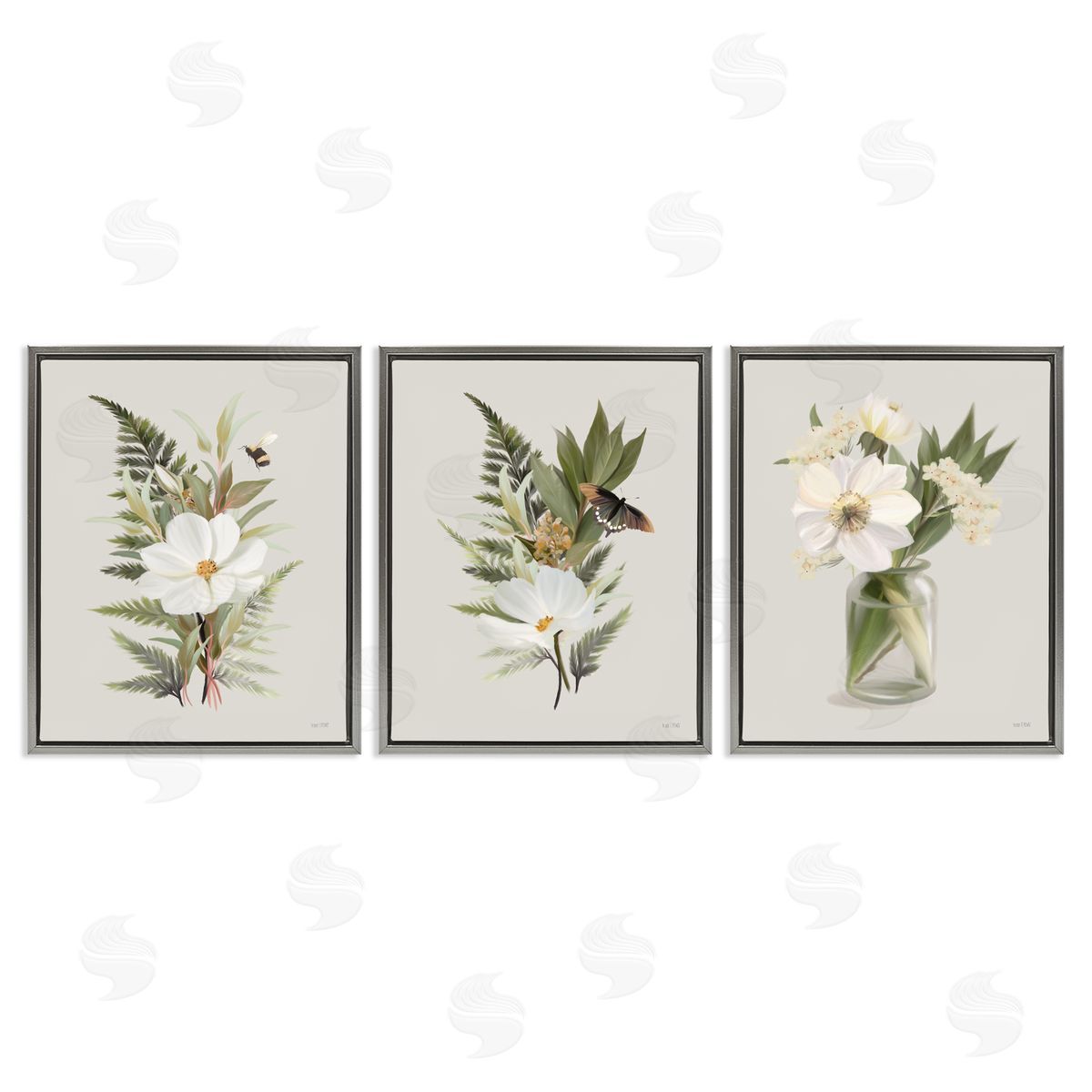 Country Magnolia Bundles Grey Floating Frame Canvas Wall Art, Home Decor by House Fenway