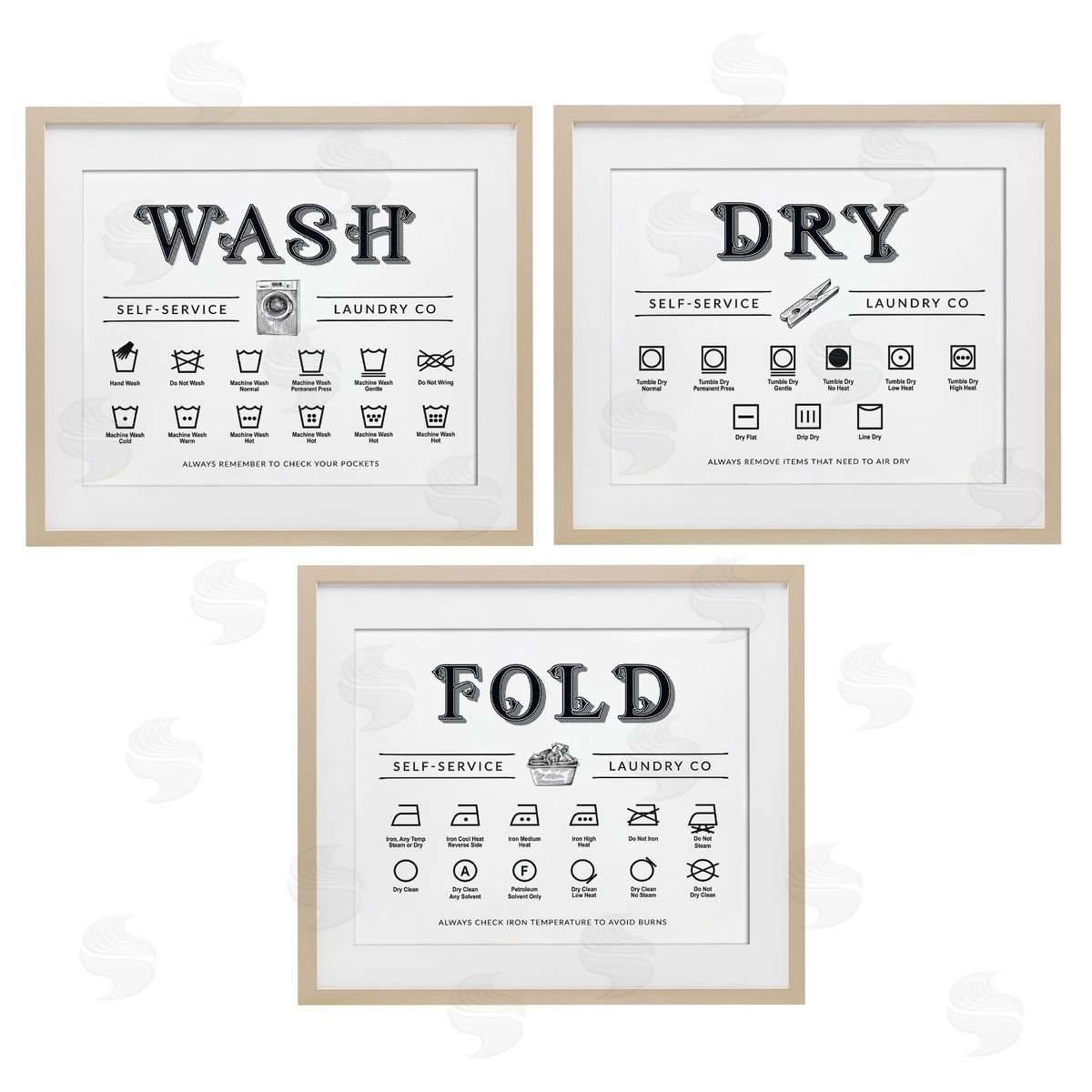 Lettered and Lined Wash Dry Fold Practical Charts Canvas Wall Art Print