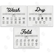 Lettered and Lined | Wash Laundry Symbols Bow Accent