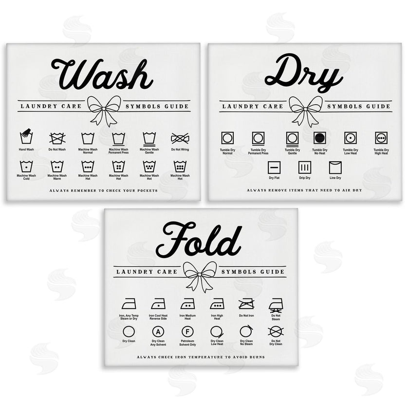 Lettered and Lined | Wash Laundry Symbols Bow Accent