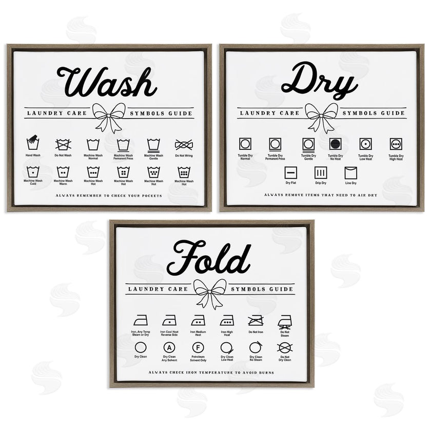 Lettered and Lined | Wash Laundry Symbols Bow Accent