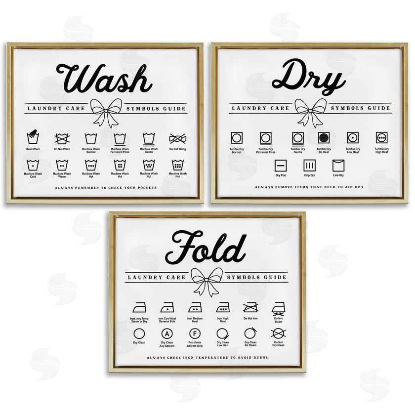 Lettered and Lined | Wash Laundry Symbols Bow Accent