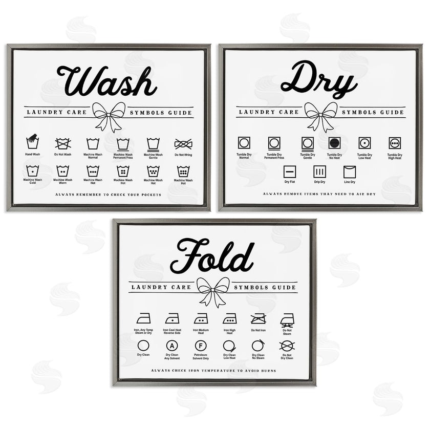 Lettered and Lined | Wash Laundry Symbols Bow Accent