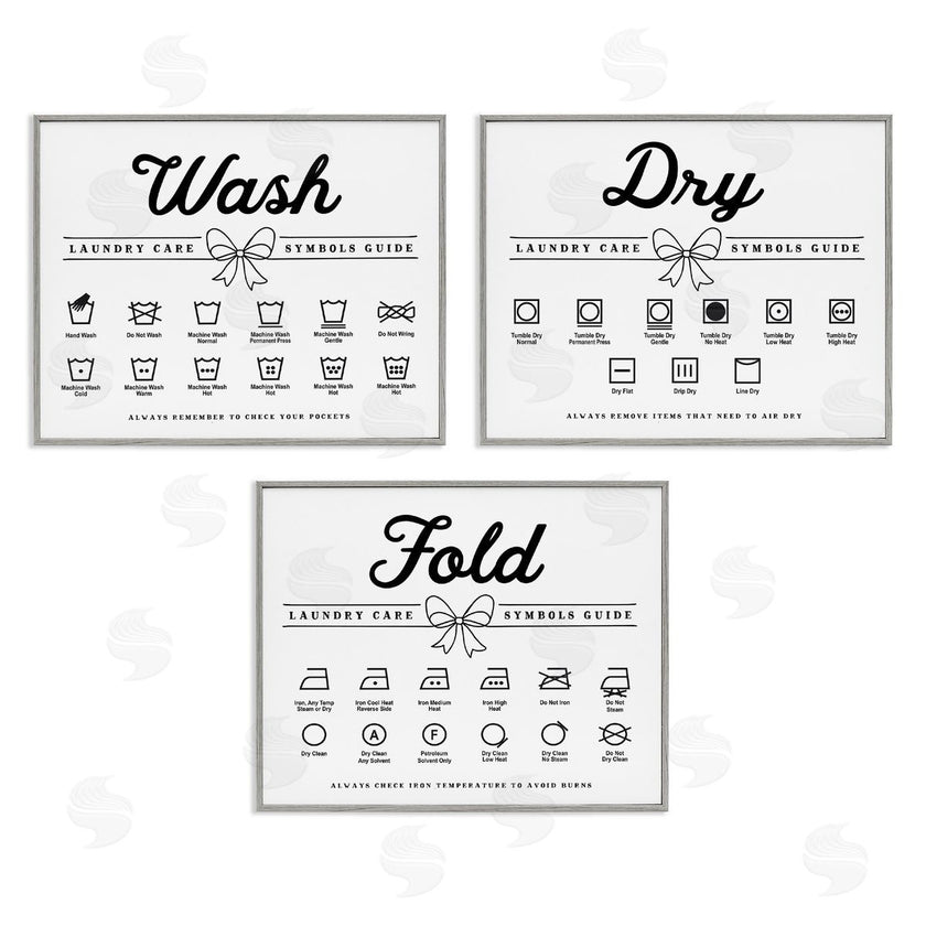 Lettered and Lined | Wash Laundry Symbols Bow Accent