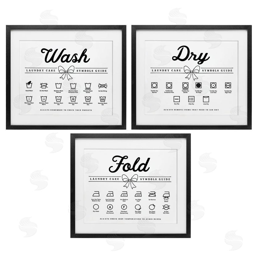 Lettered and Lined | Wash Laundry Symbols Bow Accent
