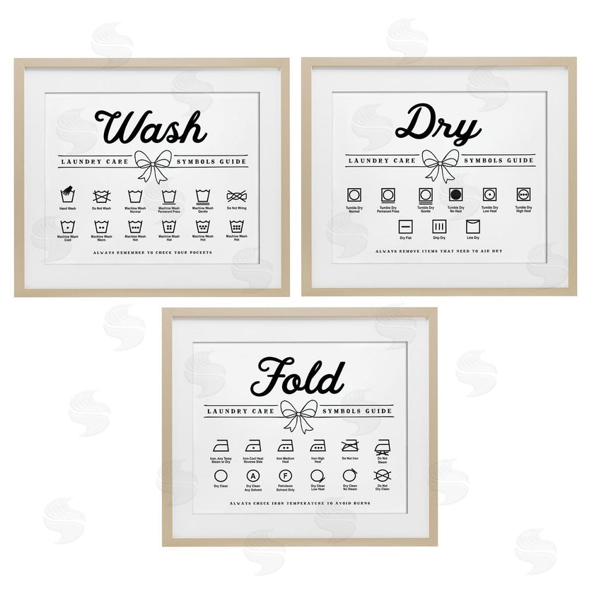 Lettered and Lined | Wash Laundry Symbols Bow Accent