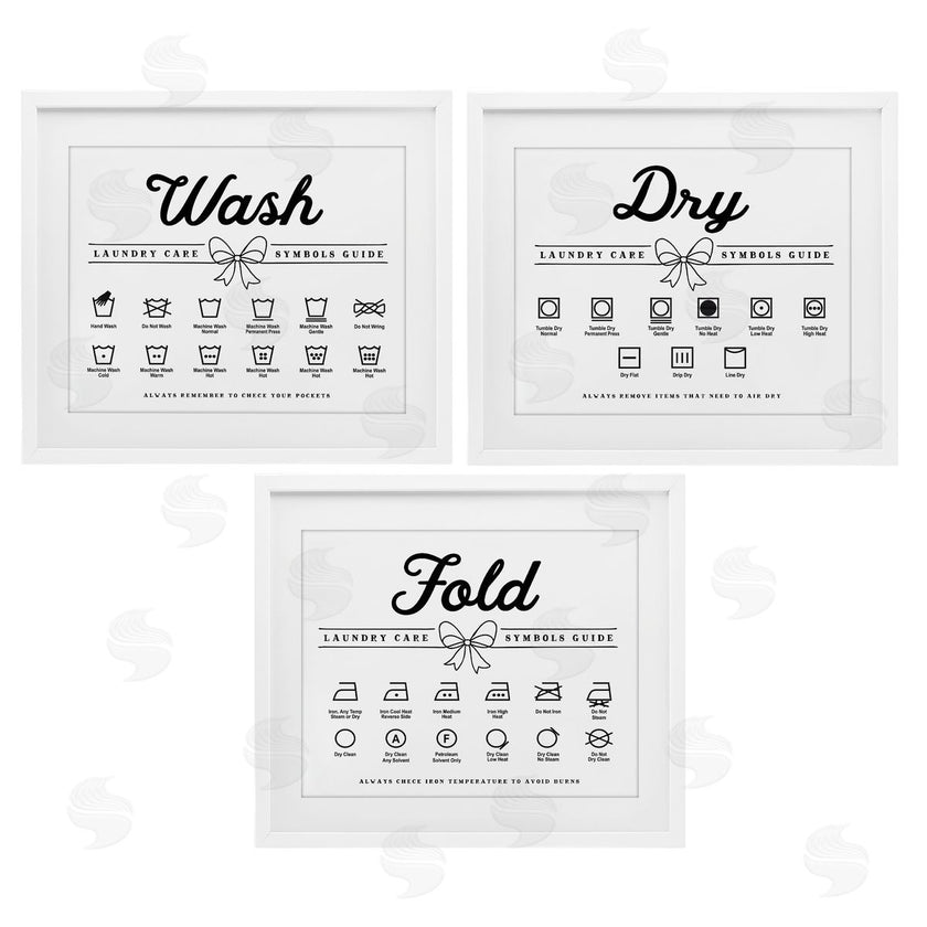 Lettered and Lined | Wash Laundry Symbols Bow Accent
