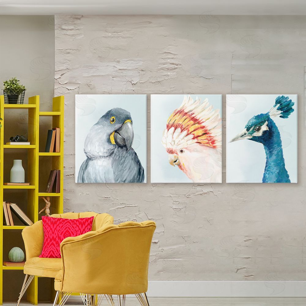 Hannah Dawson Vivid Plumage Bird Portraits Printed Wall Art Set in Room