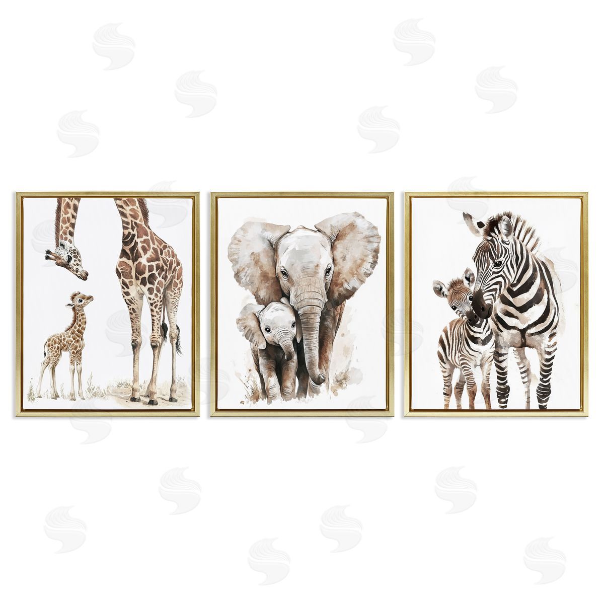 Ramona Murdock Jungle Animal Babies with Mothers Canvas Wall Art Print