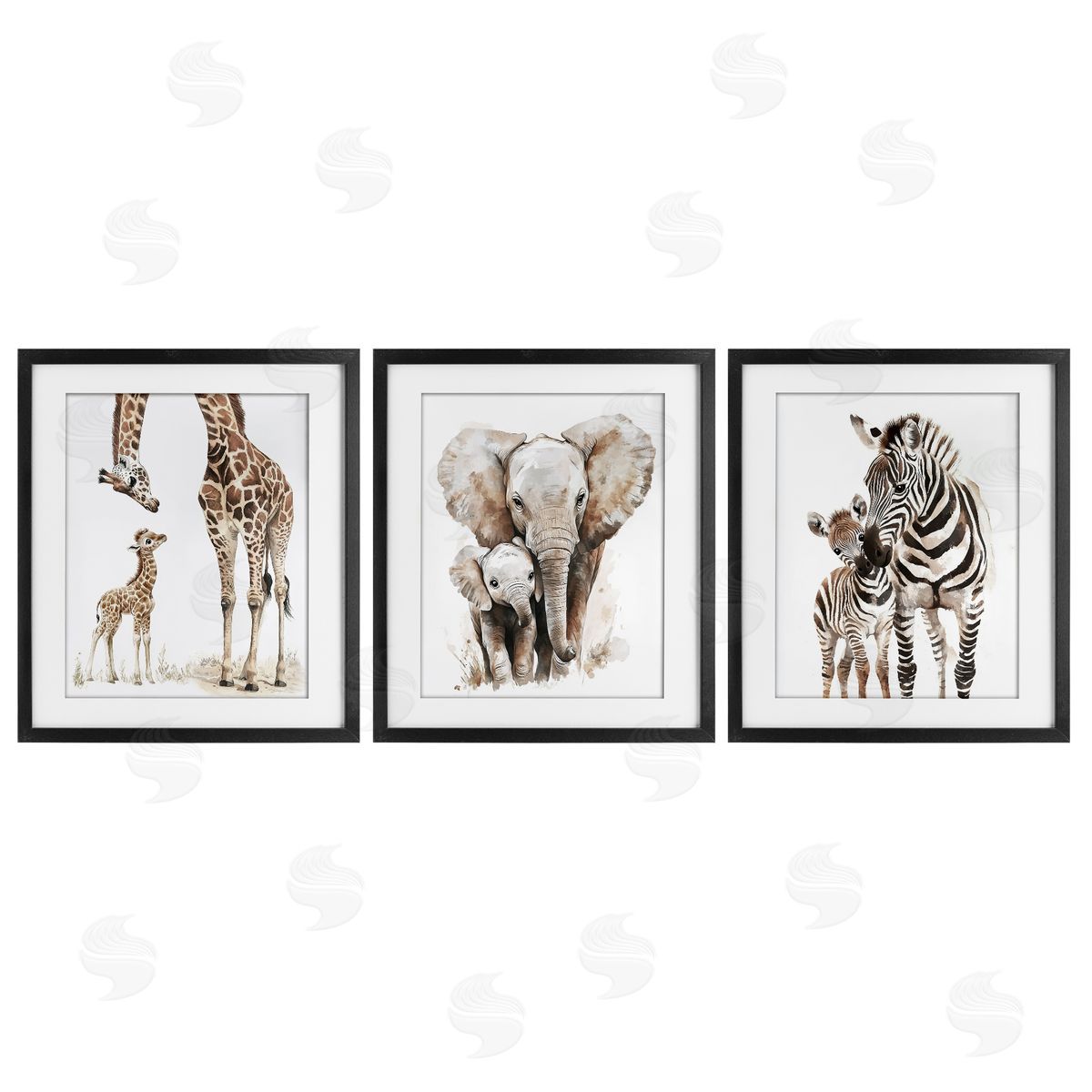 Ramona Murdock Jungle Animal Babies with Mothers Canvas Wall Art Print