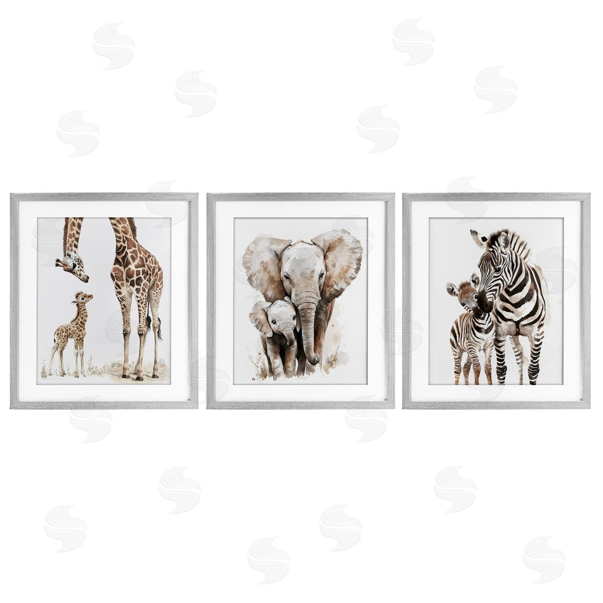 Ramona Murdock Jungle Animal Babies with Mothers Canvas Wall Art Print