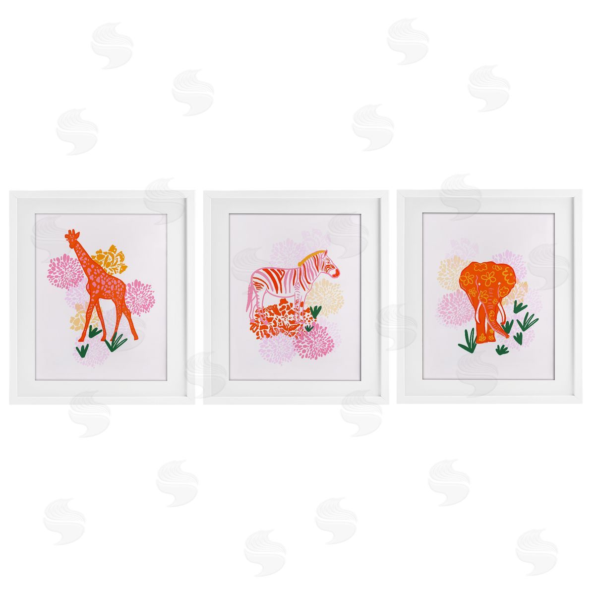 Dina Riddle Safari Jungle Animal Trio Canvas Wall Art Print