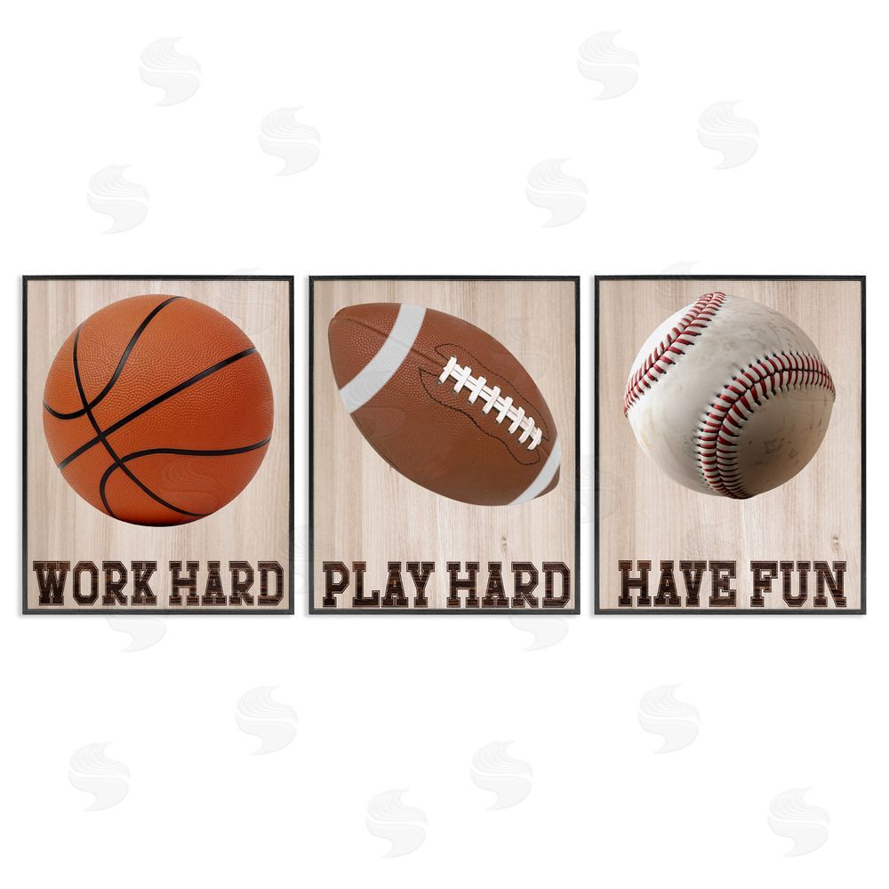 Marcus Prime Motivational Sports Words Black Framed Giclee Art Set