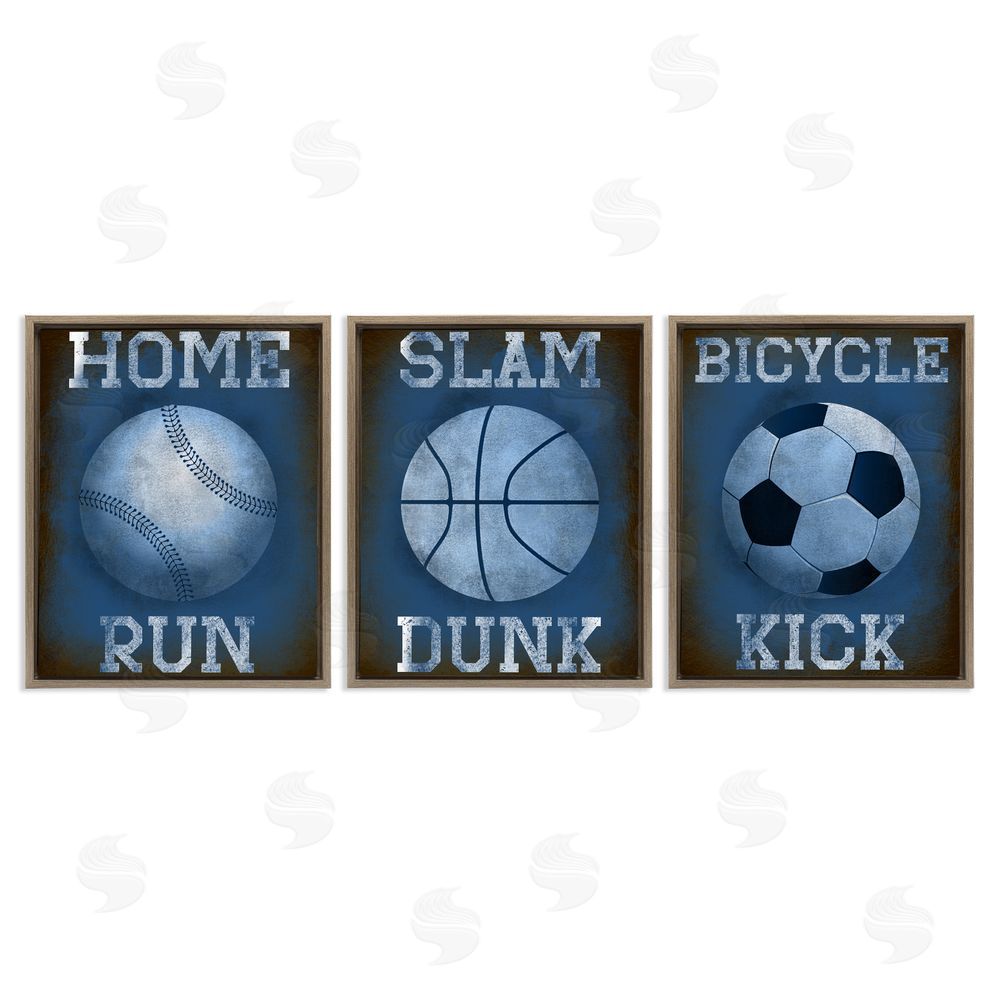 Marcus Prime Sports Words Inspiring Athlete Brown Floating Frame Canvas Art Set