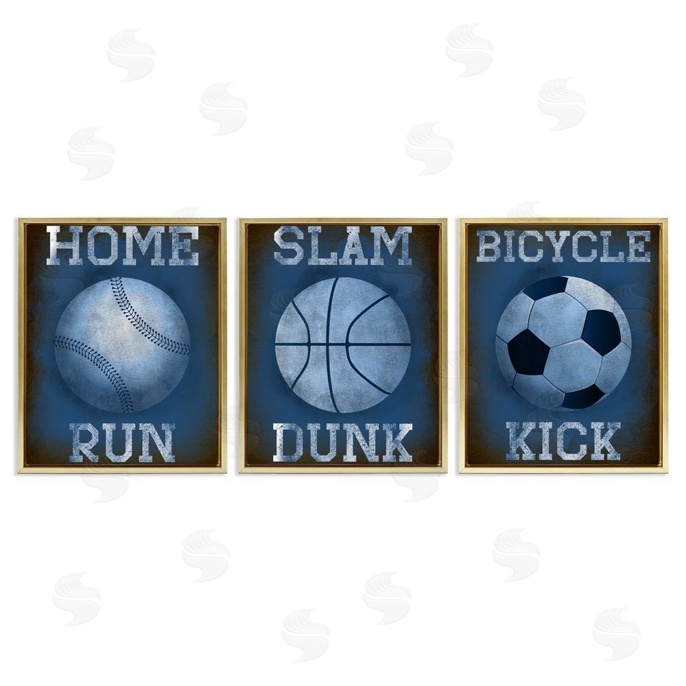 Marcus Prime Sports Words Inspiring Athlete Gold Floating Frame Canvas Art Set