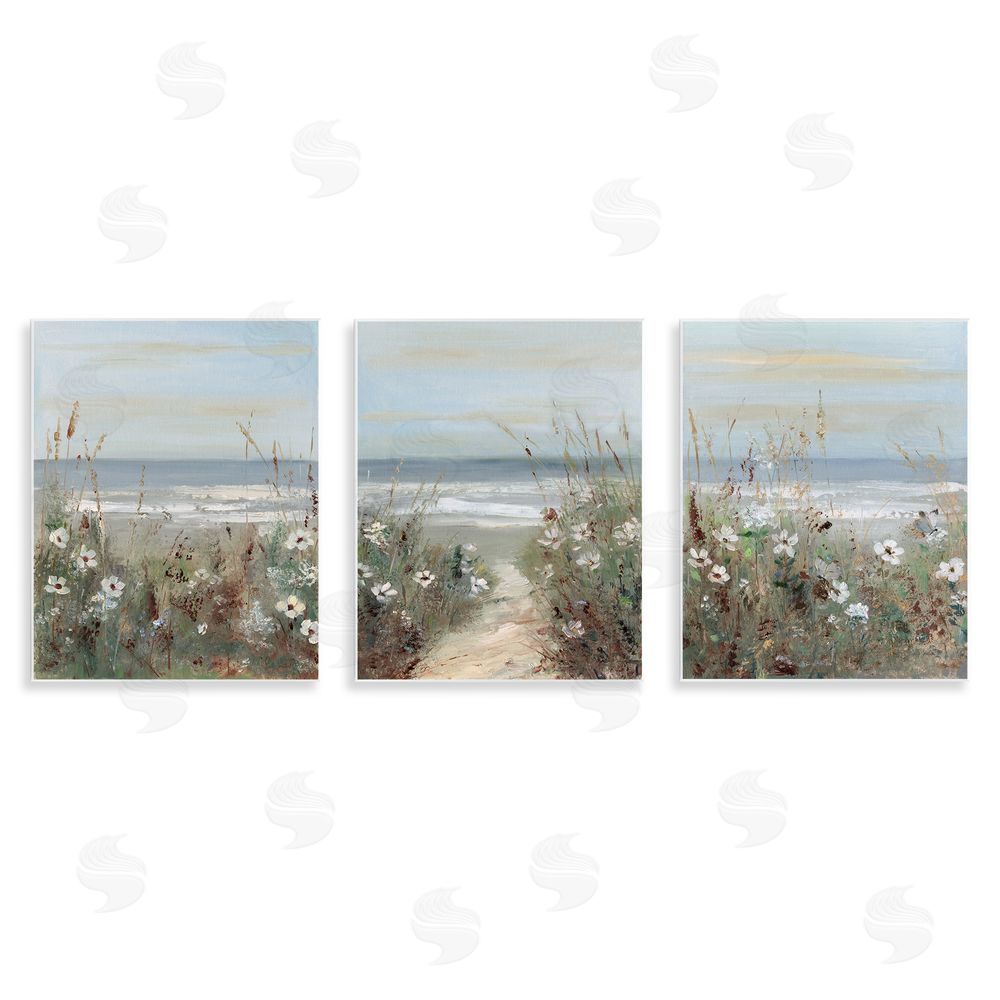 Sally Swatland Wildflower Coastline Landscape Wall Plaque Printed Art Set
