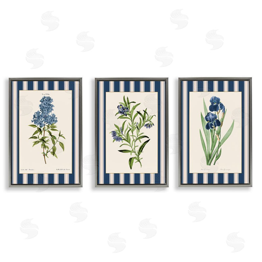 Corinne Haig | Vintage Plant Studies over Stripes