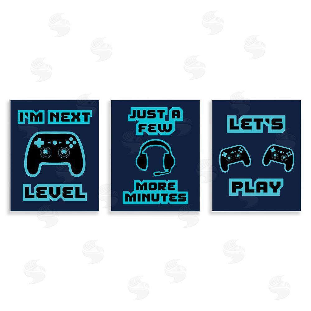 Marcus Prime Retro Blue Gaming Words Wall Plaque Art Print