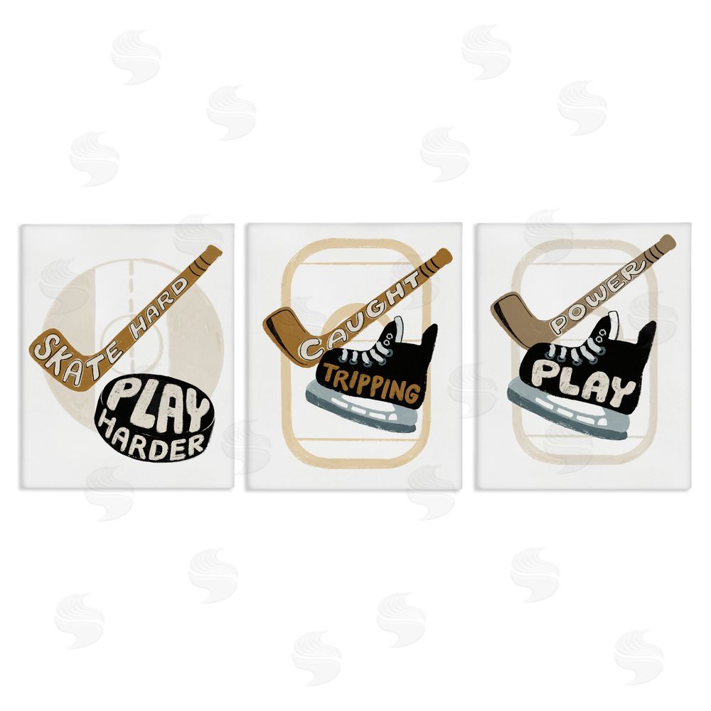 Connie Summers Fun Hockey Sports Phrases Canvas Wall Art Print
