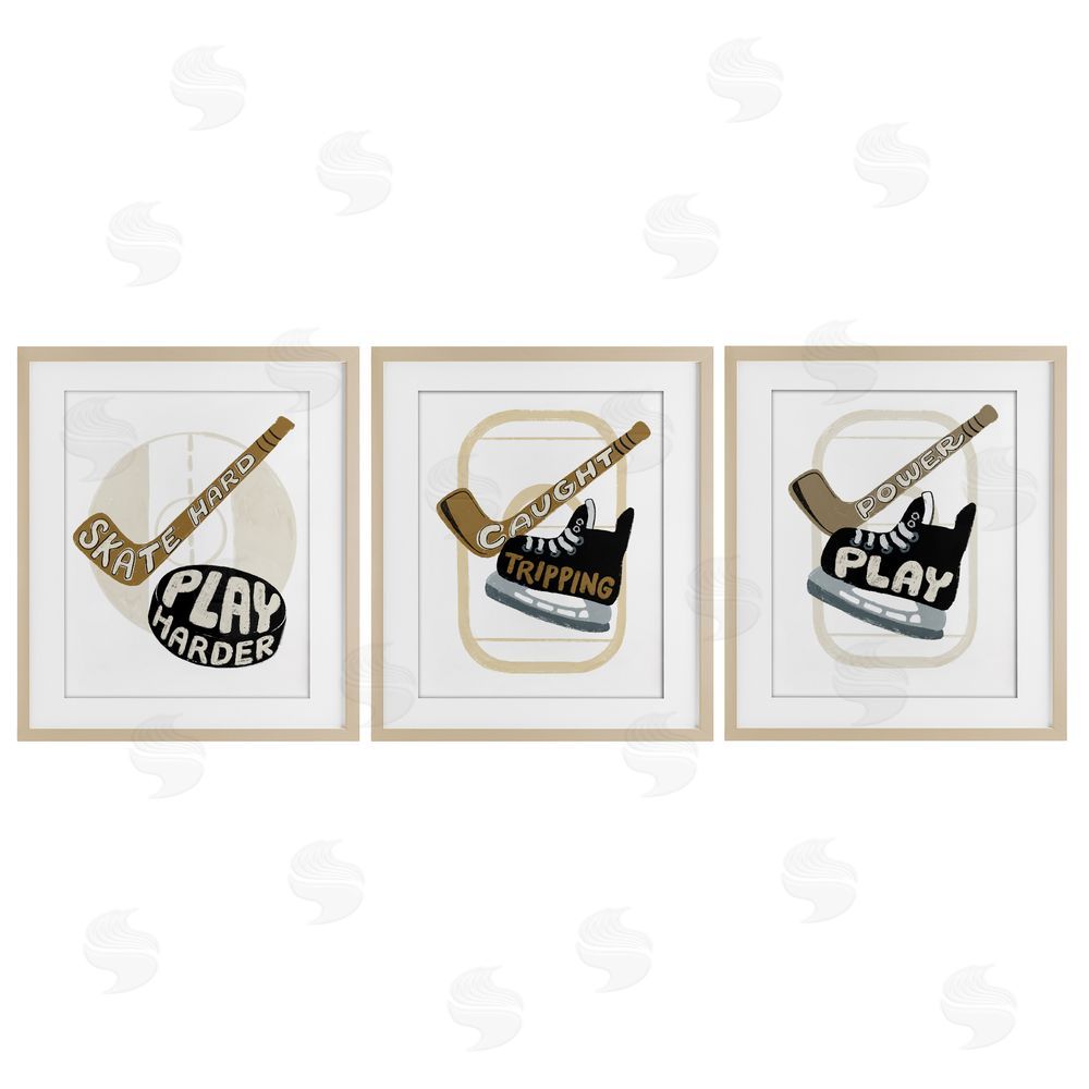 Connie Summers Fun Hockey Sports Phrases Birch Framed Print Under Glass with White Mat Wall Art