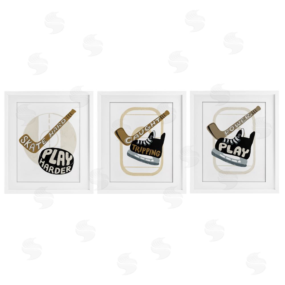 Connie Summers Fun Hockey Sports Phrases White Framed Print Under Glass with Mat Wall Art