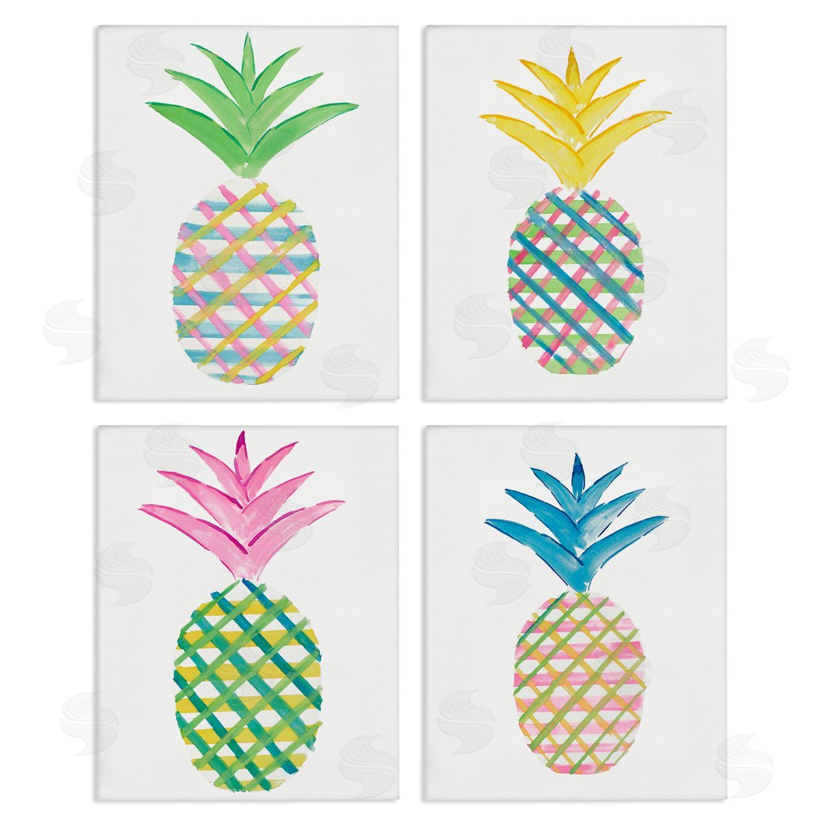 Plaid Patterned Pineapples Canvas Wall Art, Home Decor by Julie DeRice