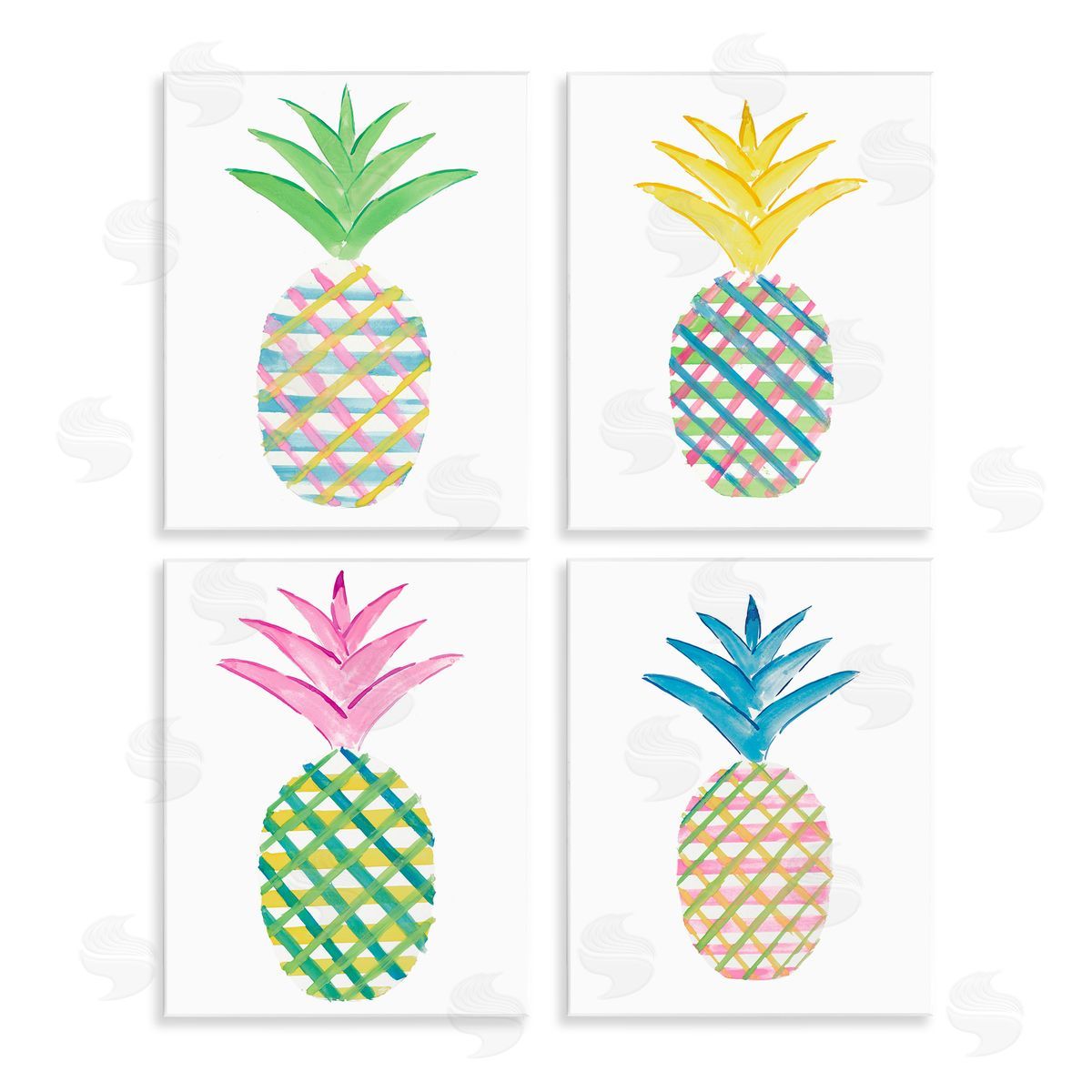 Plaid Patterned Pineapples Wood Plaque Wall Art, Home Decor by Julie DeRice