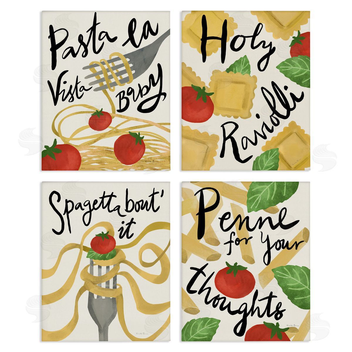 Funny Pasta Puns Canvas Wall Art, Home Decor by Farida Zaman