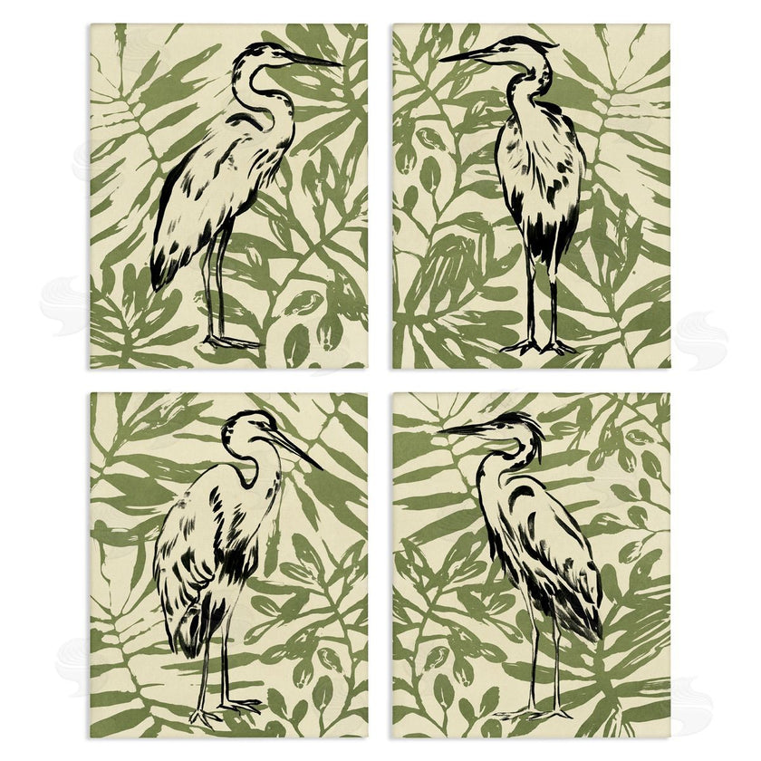 June Erica Vess  | Tropical Herons with Leaves