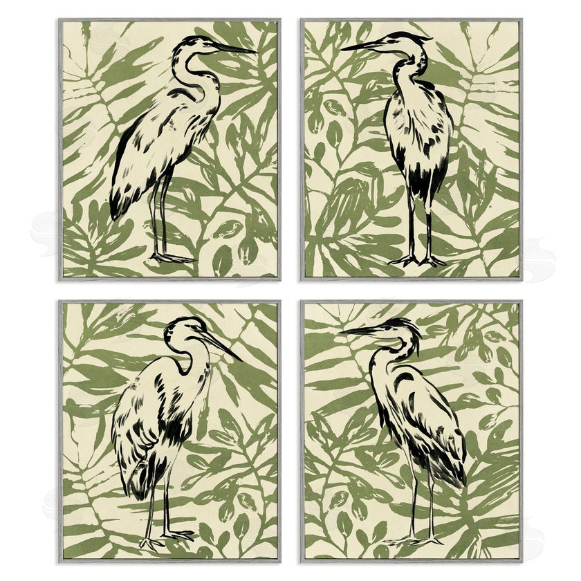 June Erica Vess  | Tropical Herons with Leaves