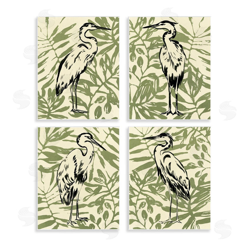 June Erica Vess  | Tropical Herons with Leaves