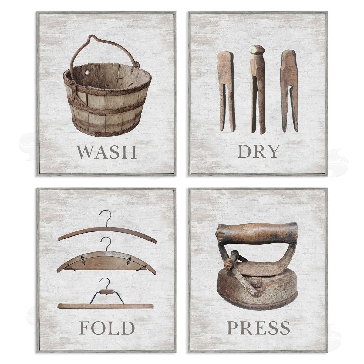 Rustic Heirloom Laundry Grey Frame Print Wall Art, Home Decor by Raye Allison Creations