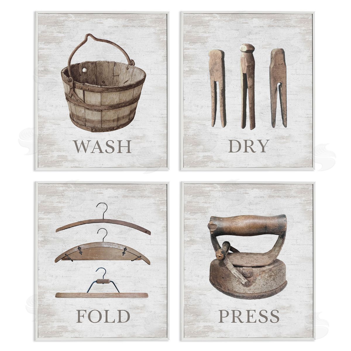 Rustic Heirloom Laundry White Frame Print Wall Art, Home Decor by Raye Allison Creations