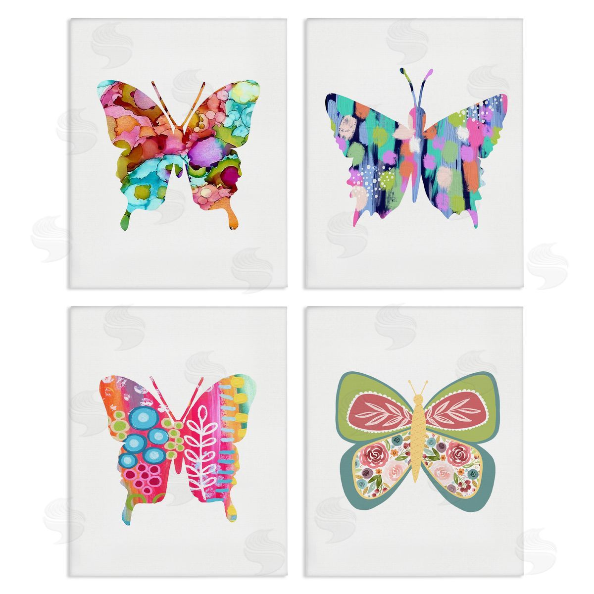 Bold Patterned Butterflies Canvas Wall Art, Home Decor by Lisa Nohren