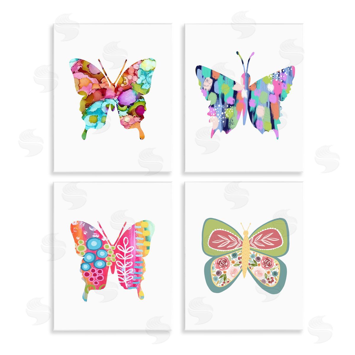 Bold Patterned Butterflies Wood Plaque Wall Art, Home Decor by Lisa Nohren