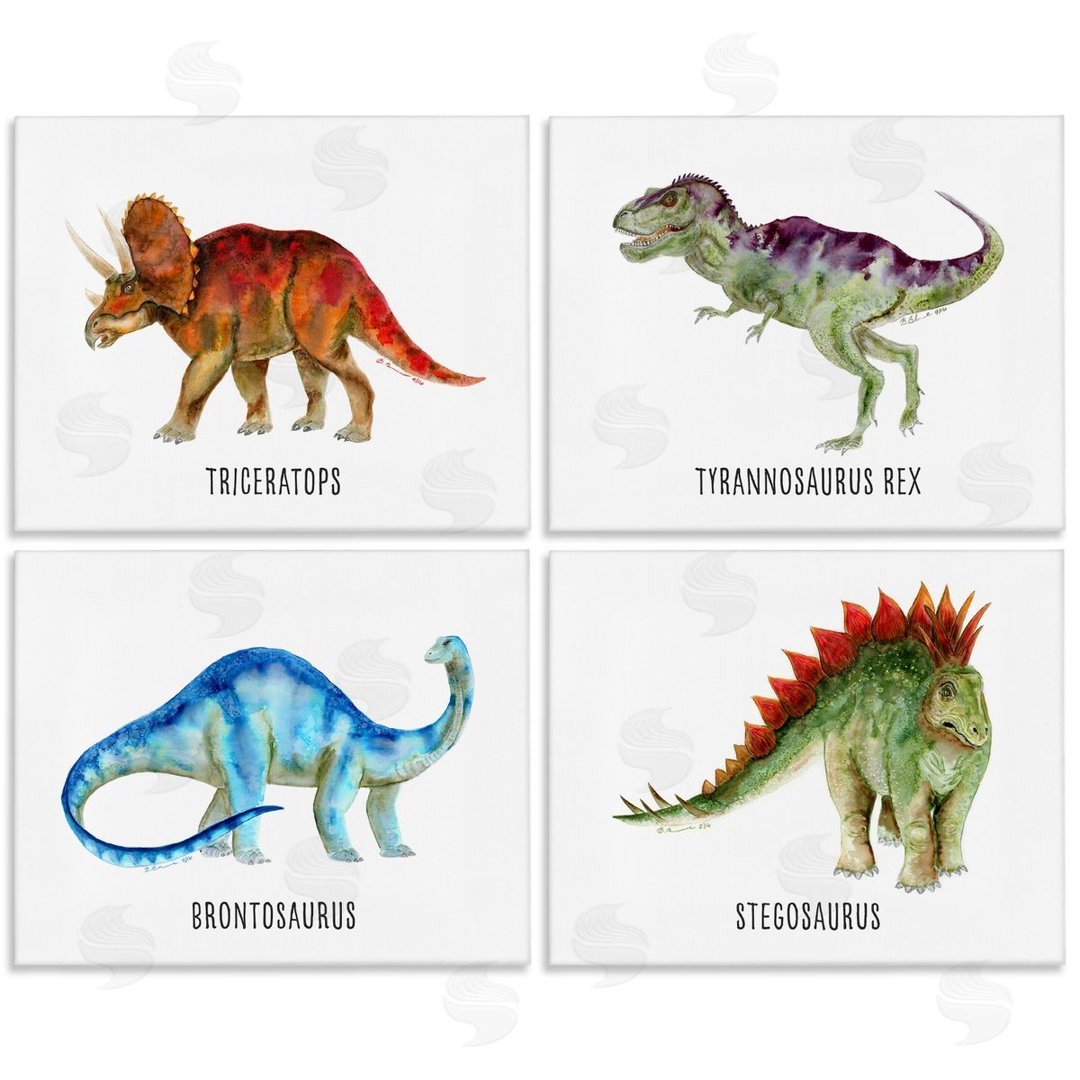Educational Dinosaur Types Canvas Wall Art, Home Decor by Brett Blumenthal