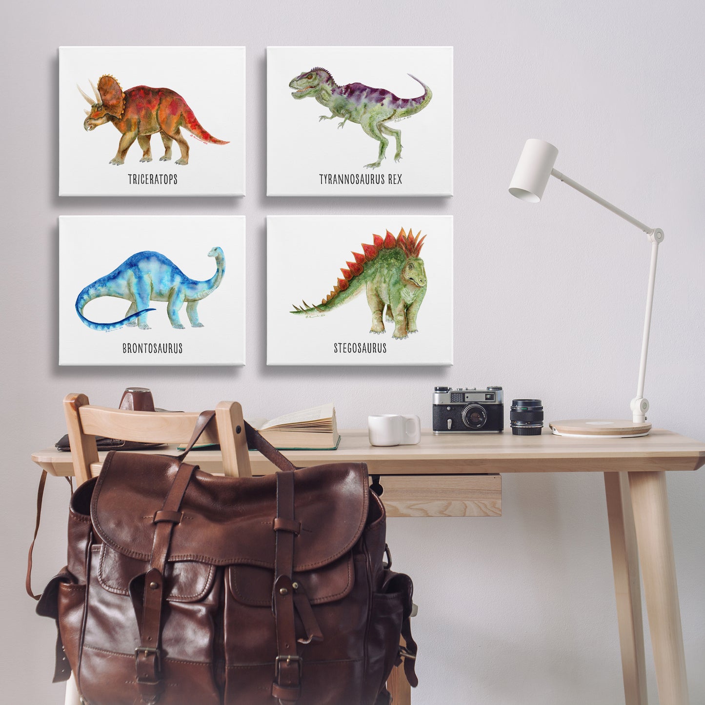Educational Dinosaur Types Canvas Wall Art in Room, Home Decor by Brett Blumenthal