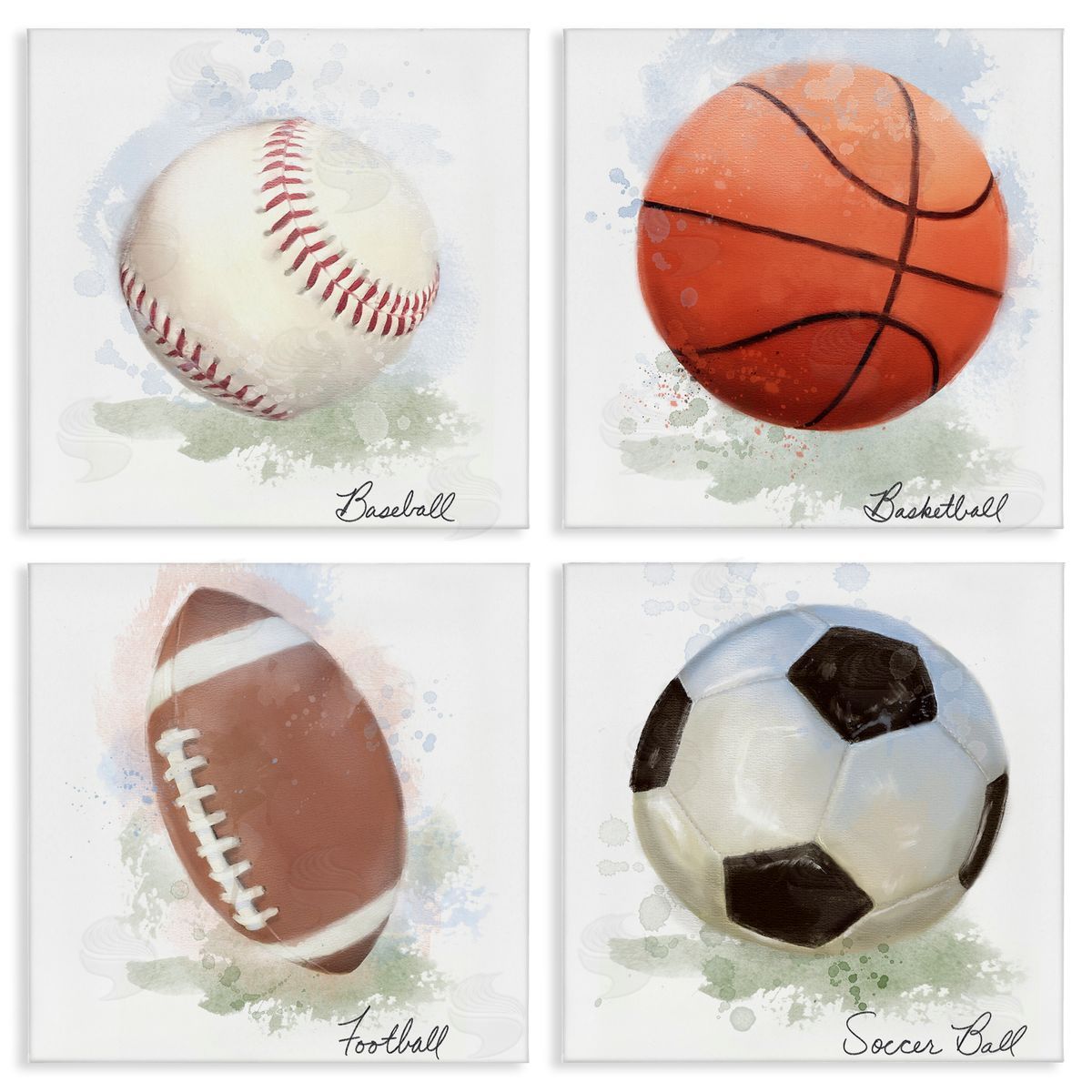 Soft Pastel Sports Balls Canvas Wall Art, Home Decor by Matthew Piotrowicz
