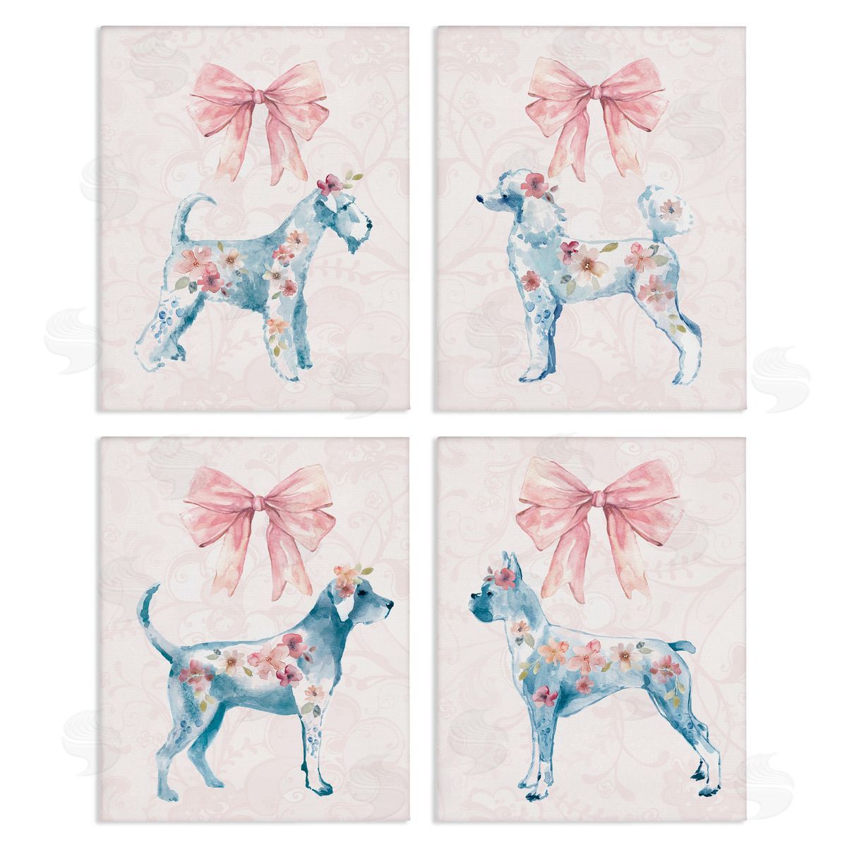 Chic Stylish Pastel Dogs Canvas Wall Art, Home Decor by Carol Robinson