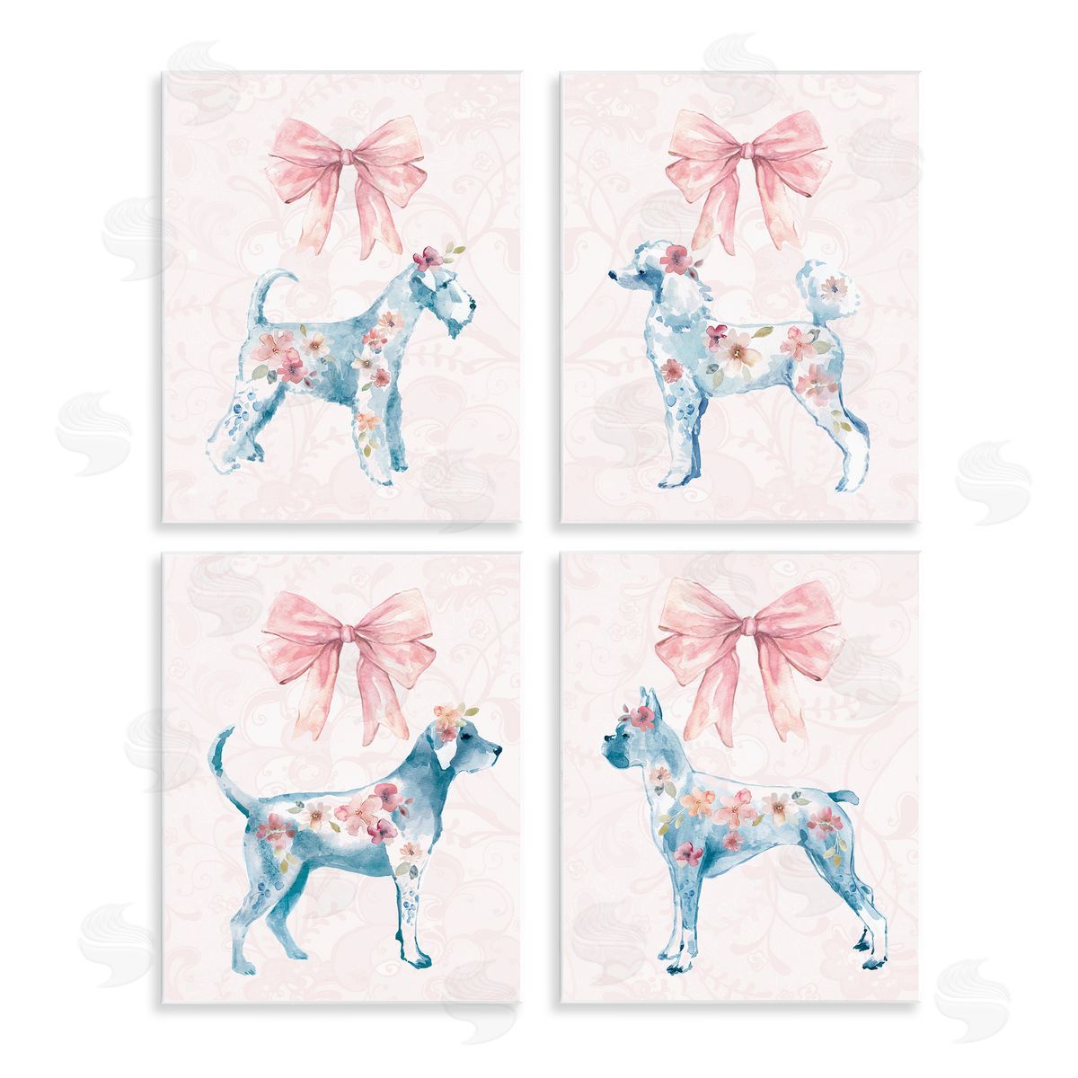 Chic Stylish Pastel Dogs Wood Plaque Wall Art, Home Decor by Carol Robinson