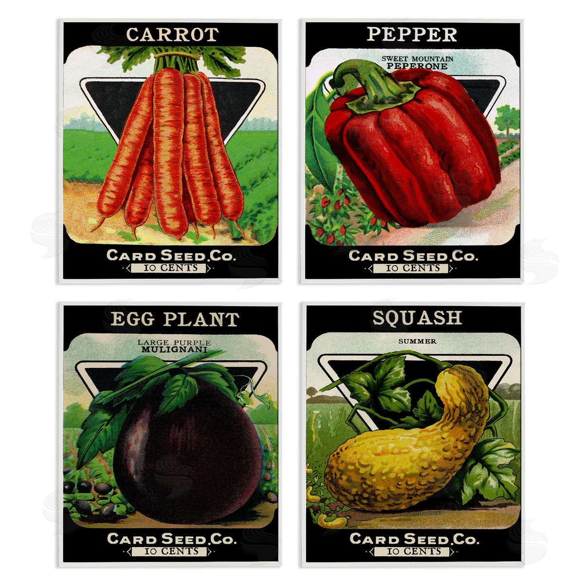 Vintage Farm Garden Vegetables White Frame Print Wall Art, Home Decor by Stupell Studio