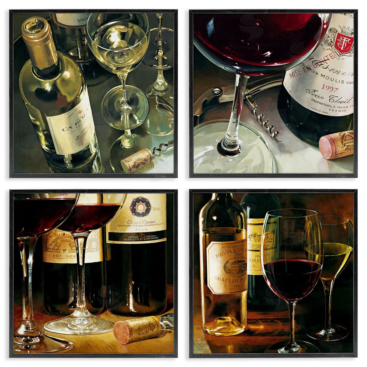 Stefano Ferreri Elegant Wine Still Lifes Canvas Wall Art Print