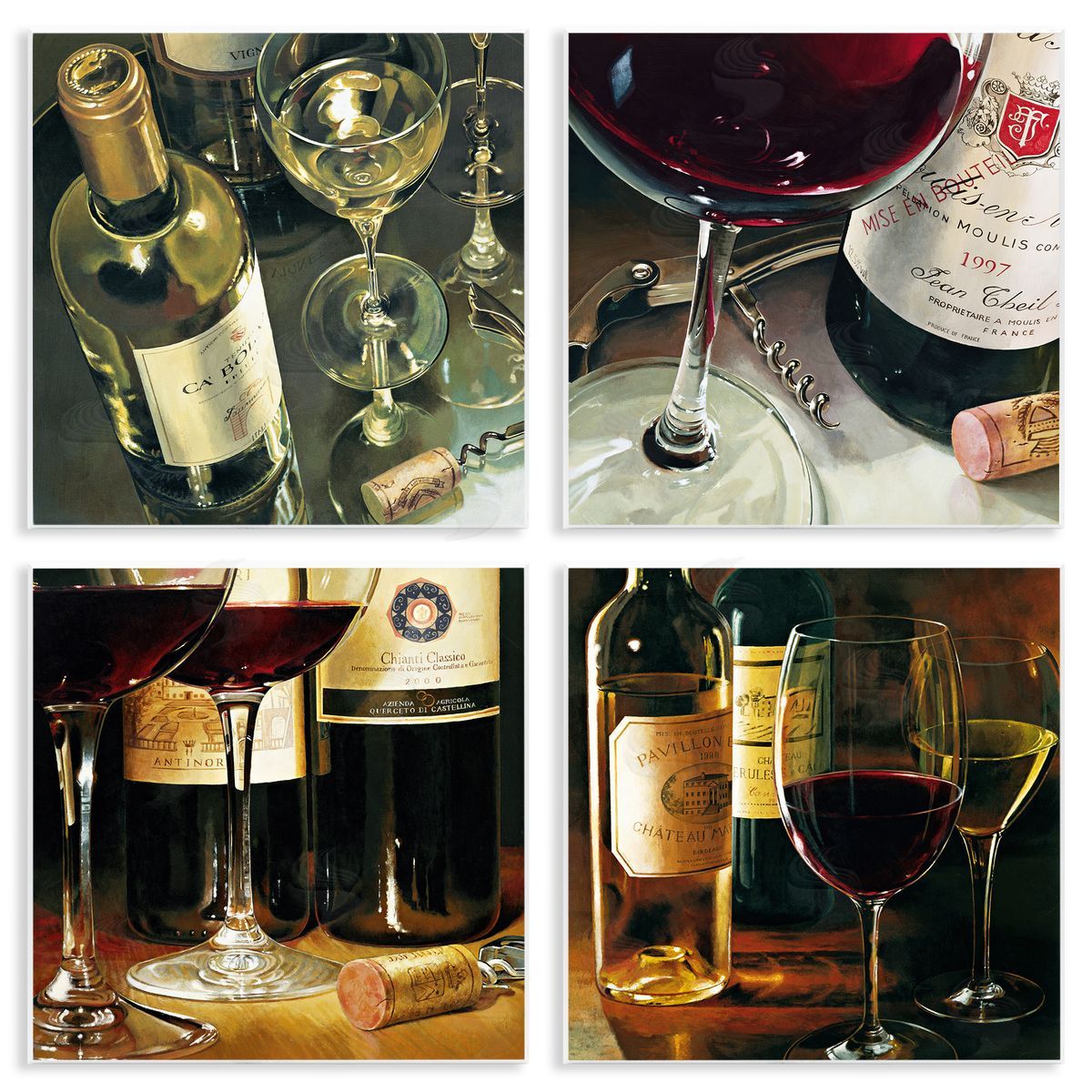 Stefano Ferreri Elegant Wine Still Lifes Canvas Wall Art Print