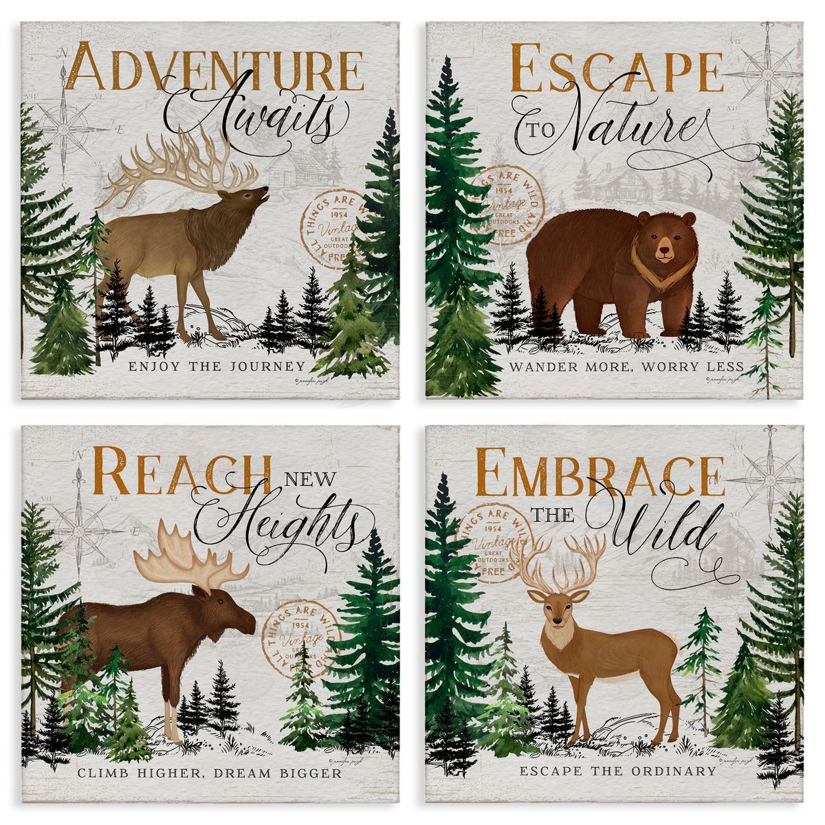 Jennifer Pugh Ivory Pines Adventure Sayings Canvas Wall Art Print