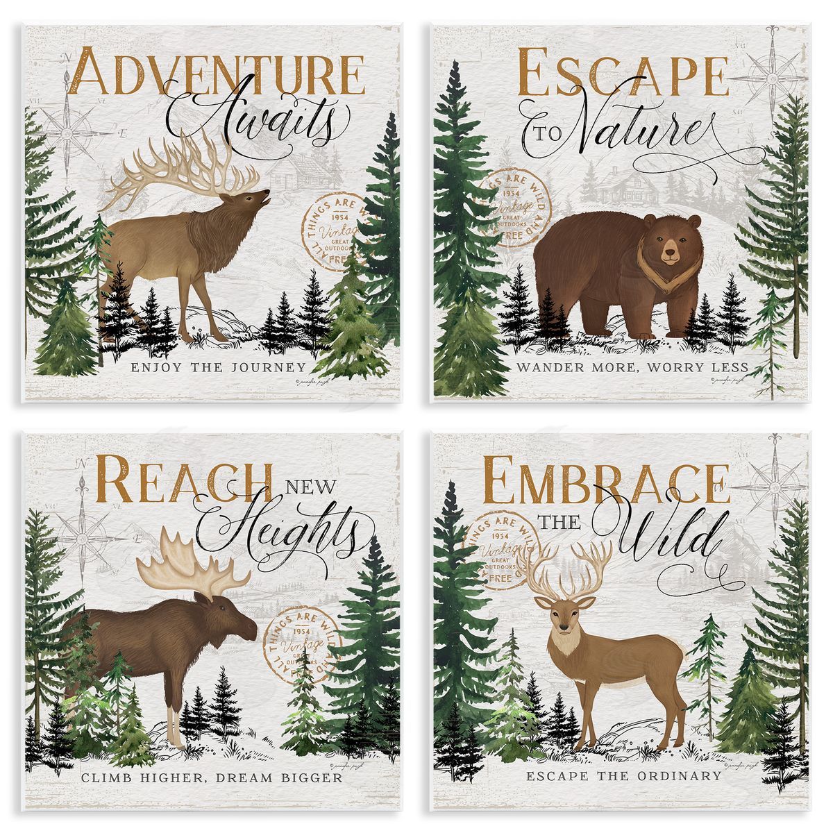 Jennifer Pugh Ivory Pines Adventure Sayings Canvas Wall Art Print